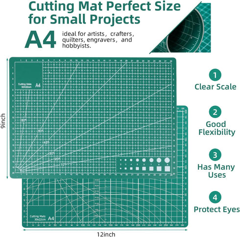 Rotary Cutter Set, Rotary Cutter for Fabric, 40 Pcs Fabric Cutter Wheel Kit, with A4 Self Healing Mat, 1 Craft Knife, Steel Rule, 2 Different Mode...