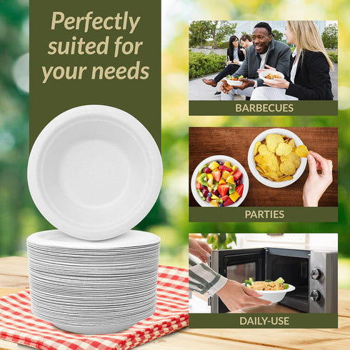 Reli. Compostable Paper Bowls, 12 oz (30 Pack) | White Paper Bowls, Disposable | Eco-Friendly, Heavy Duty Soup Bowl | Biodegradable, Sugar Cane Fi...