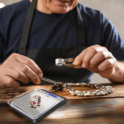 Fuzion Digital Gram Scale with 2 Trays, 500g/ 0.01g Small Jewelry Scale, 6 Units Gram Scales Digital Weight Gram and Oz, Tare Function Digital Her...