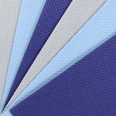KCS 4/6 pc of 12" x 18"(30cmx45cm) 16CT Counted Cotton Aida Cloth Cross Stitch Fabric (6 pc, Sea Foam+Light Blue+Royal Blue)...