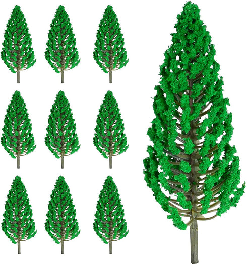 10Pcs Model Pine Cedar Trees 1:25 Green Architecture Tree for O G Scale Railway DIY Scenery Landscape Layout Natural Green 16cm/6.3inch...