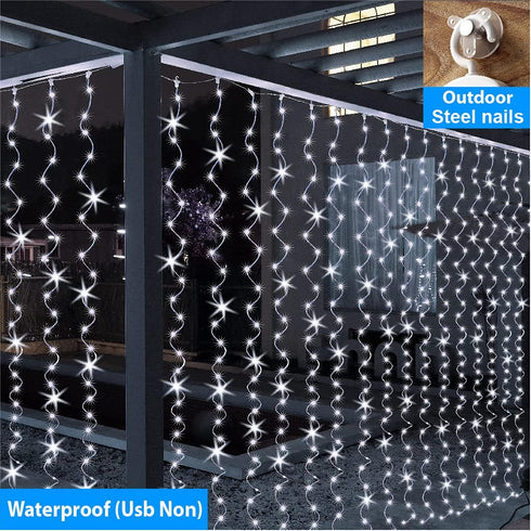 ZSJWL 300 LED White Curtain Lights, 9.8x9.8Ft DIY Windows Fairy String Lights with Remote 8 Modes Timer for Bedroom, USB Plug in Fairy Curtain Lig...