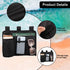 Beach Chair Cup Holder Attachment, Black Nylon Beach Chair Drink Bracket 4 Pockets Hanging Cup Holder Stand Adjustable Strap Phone Holder for Pati...