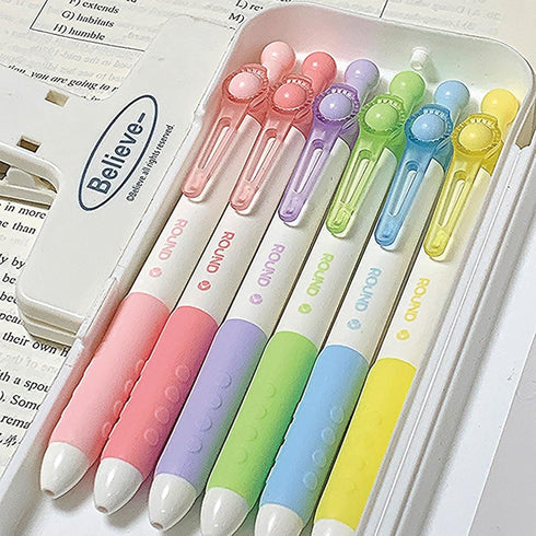 6 Pcs Black Ink Gel Pens Retractable Pens Cute Pens with RroBtation Ball 0.5mm Black Gel Pens Office School Pens Women Girls Boy Pens (Black ink -...