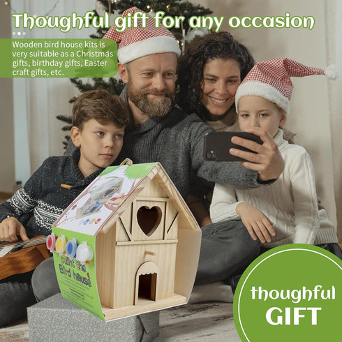 DIY Wooden Birdhouse Painting Kit for Kids, Bird House to Paint Set,Wood Arts and Crafts for Children,Ages 3-12 Build Your Own Bird Houses Set,Inc...