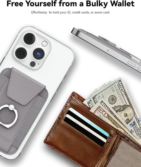 Magnetic Wallet with Card Holder, Compatible with Mag-Safe Wallet, Leather Card Holder, Wallet with Phone Ring for iPhone 15/14/13/12 Series, 7 Ca...