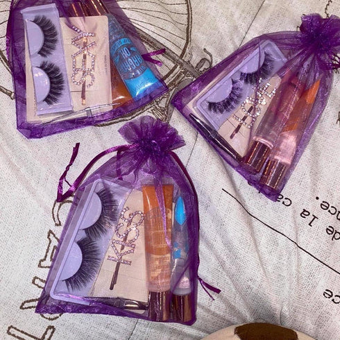 100pcs Organza Drawstring Gifts Bags for Jewelry Women,Coin, 5x7 Inches Sheer Fabric Mesh Purple Plain Pull String Sack for Baby Shower,Christmas,...