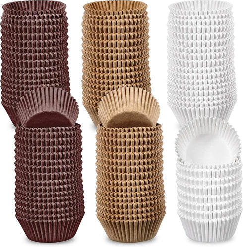 1000 Count Cupcake Liners for Baking Liners Paper Cupcake Wrappers Bulk Cup Cake Cases Muffin Baking Paper Cups for Candy Cooking (Brown White Nat...