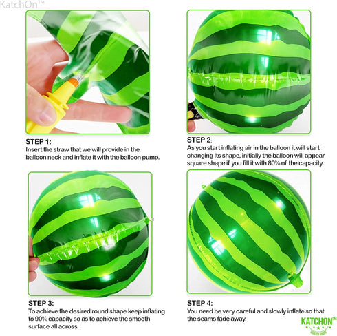 KatchOn, Big 22 Inch Watermelon Balloons - Pack of 6 | One In A Melon Party Decorations | 4D Round Watermelon Mylar Balloon, Watermelon Decoration...