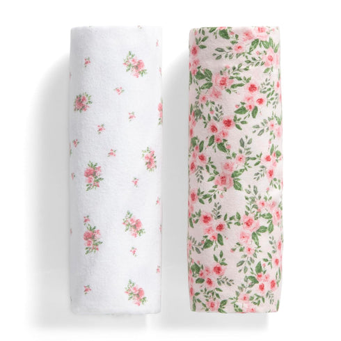 Delta Children 100% Cotton Flannel Baby Receiving Blankets for Girls and Boys – 30x30 Inches (Pack of 2), Pink Floral...