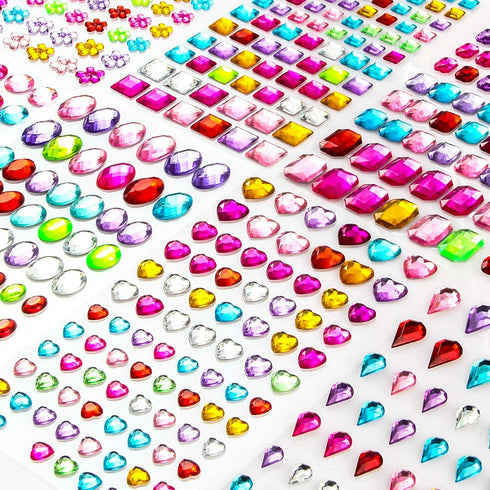 Gem Stickers 1200+ Self Adhesive Jewel for Crafts Sparkly Flatback Rhinestone Stickers Crystal Sticker for Kids DIY...