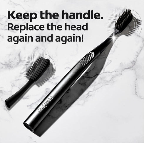 Colgate Keep Charcoal Replaceable Head Toothbrush Starter Kit, 2 Brush Heads...