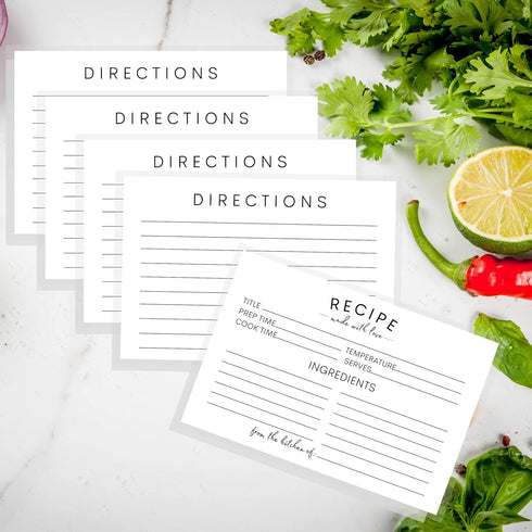 Recipe Instruction Cards | 50 | 4 x 6” inches Postcard Size | Recipe Index Cards for Kitchen Supplies, Recipe Box, Housewarming Gift, Wedding Show...
