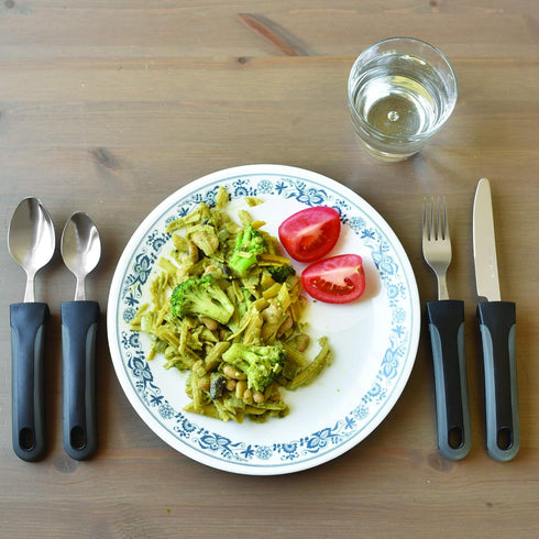 Adaptive Eating Utensils by Celley for Parkinson's, Arthritis, MS, Elderly, Hand Tremors, Handicapped | 4pc Easy Grip Silverware Stainless Steel K...