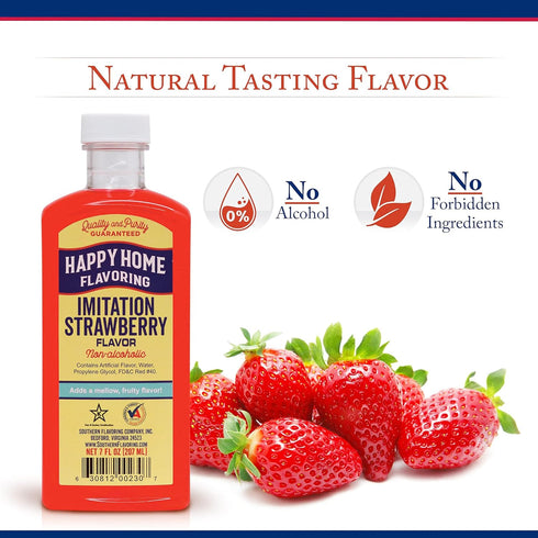 Happy Home Imitation Strawberry Flavoring, Non-Alcoholic, Certified Kosher, 7 oz....