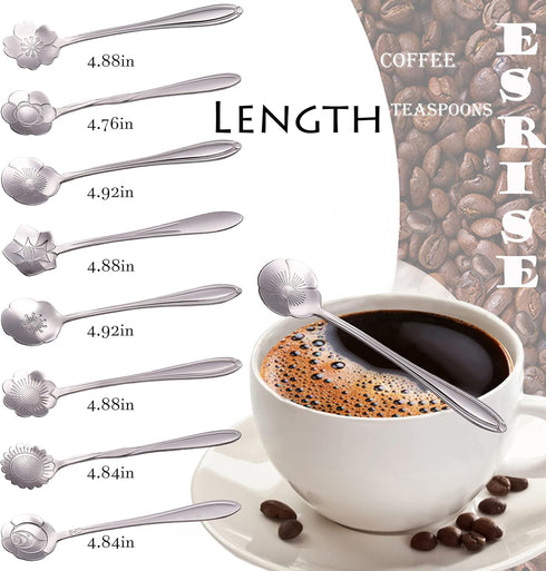 16 Pcs Teaspoon Tea Spoons, ESRISE Stainless Steel Cute Coffee Spoon for Tea Party Decorations (Silver)...
