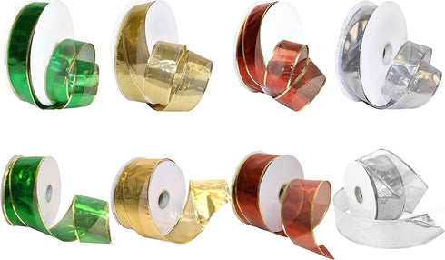 Morex Ribbon 7417.40/50 Morex Gleam 2.5" X 50 YD Wired Ribbon for Gift Wrapping, Emerald, Flower Bouquet Ribbons for Crafts, Valentines, Baby Show...
