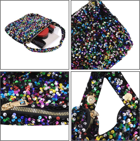 Sparkle Sequins Mini Purse for Women Bling Evening Handbag Clutch Glitter Shoulder Bag for Party Wedding...