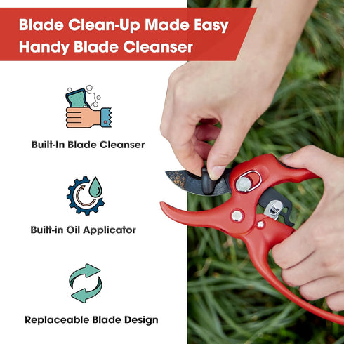 DURXO - Ratchet Pruning Shears, Garden Shears with Effort-Saving Device, Heavy Duty Anvil Pruners with Replaceable Cutting Blade Design. Gardening...