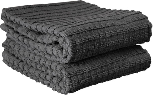 Ritz Royale Collection 100% Combed Terry Cotton, Highly Absorbent, Oversized, Kitchen Towel Set, 28" x 18", 2-Pack, Solid Graphite...