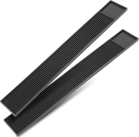 Facmogu 2PCS Rubber Bar Mats, 24x3" / 60x8cm Coffee Bar Countertop Spill Mats, Rubber PVC Kitchen Drink Service Mat, Rail Runner Drip Mat, Non Sli...