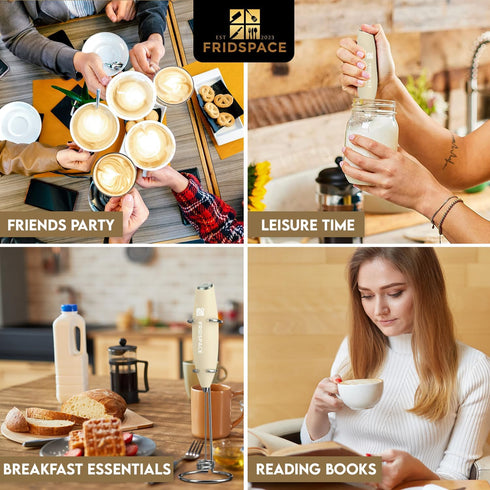Handheld portable milk frother durable double whisk electric coffee machine, battery operated stainless steel milk mixer with stand, instant foam ...