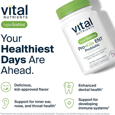 Hyperbiotics Vital Nutrients Pro Kids Probiotic ENT | Toddler Probiotics for Kids Ear, Nose and Throat | Targeted Immune and Digestive Health | St...