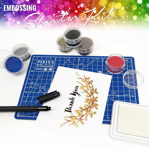 Embossing Kit, Powder, Clear Embossing Pen, Embossing Ink Pad, 8X 10ml Embossing Powders for Use with Embossing Heat Tool for Crafts...