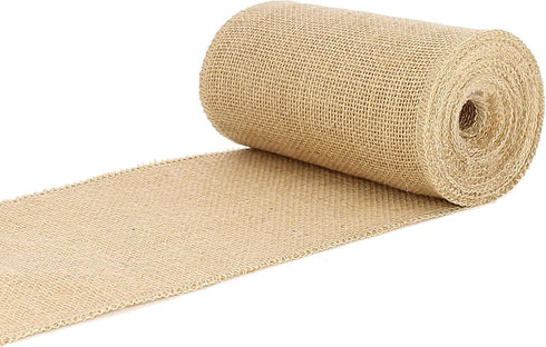 CleverDelights 6" Natural Burlap Ribbon - Wired Edges - 10 Yards - Jute Burlap Fabric...