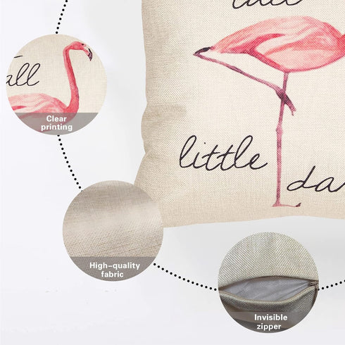 Stand Tall Little Darling Watercolor Flamingo Motivational Sign Inspirational Quote Cotton Linen Home Decorative Throw Pillow Case Cushion Cover S...