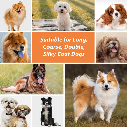 Dog Brush for Long Haired Dogs, Deshedding Dog Brush, 27mm Extra Long Pin Brush, Dog Grooming Brush for Shedding - Ash Wood Material, Non-Slip Rub...