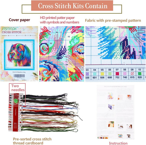 ITSTITCH Stamped Cross Stitch Kits for Adults,Full Range of Easy Embroidery 11CT 3 Strands Crossstitching Kits Preprinted Pattern Design,for Home ...