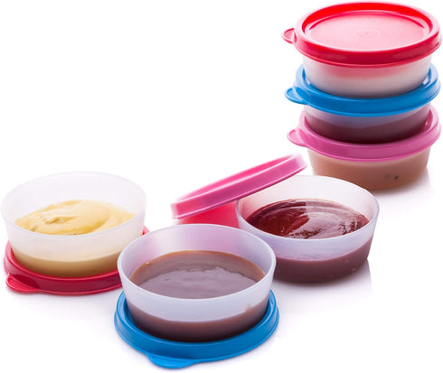 SIGNORA WARE Condiment Containers with Lids- 6 pk. 2.3 oz.Salad Dressing to go Small Food Storage Containers- Sauce Cups Leak proof Reusable Plast...