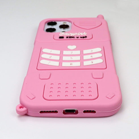 for iPhone 12 Pro Max Case, 3D Cartoon Cute Retro Love Heart Classic Cellular Phone Shaped Case, Kids Women Girls Soft Silicone Rubber Cover Case ...