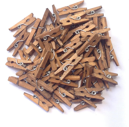 LWR CRAFTS Wooden Mini Clothespins 200 Per Pack 1" 2.5cm (Jacobean)...