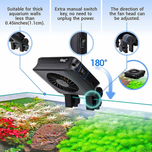 hygger Aquarium Chillers Fan, Quiet Fish Tank Cooling Fan Equipment with Adjustable Timer Speed Controller, Suitable for Freshwater Saltwater Tank...