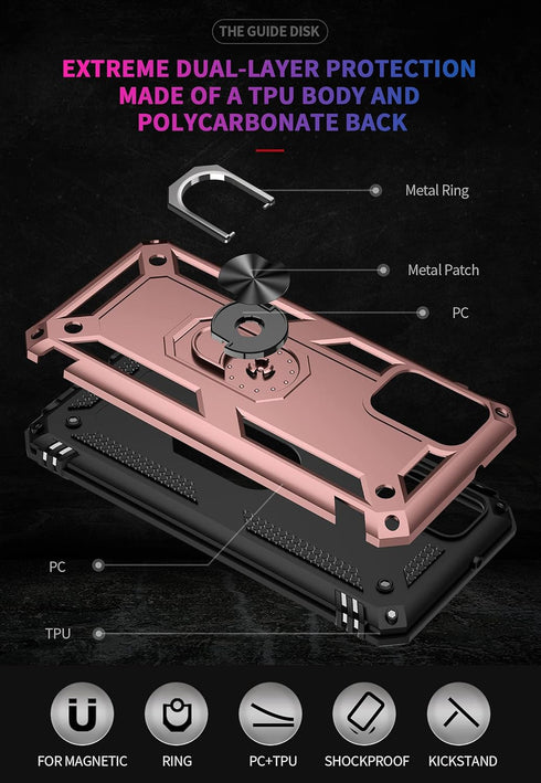 Military Grade Drop Impact for Samsung Galaxy A03S Case with Screen Protector 360 Metal Rotating Ring Kickstand Holder Armor Heavy Duty Shockproof...