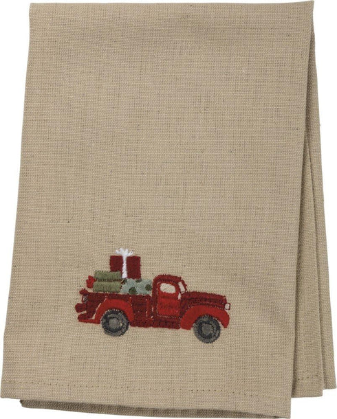 Primitives by Kathy Stitch Art Dinner Napkins Set, Truck with Christmas Tree...