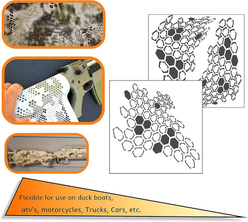 2 Pack Mylar Camo Stencils Camouflage Gun Paint RC Mask Model Hexagon BB...