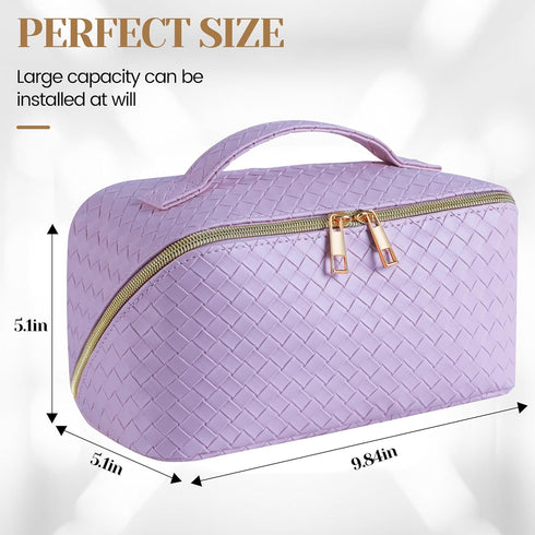 SFXULIX Large Capacity Travel Cosmetic Bag - Makeup Bag, PU Leather Waterproof Cosmetic Bag, Women Portable Travel Makeup Bag With Handle and Divi...