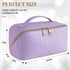 SFXULIX Large Capacity Travel Cosmetic Bag - Makeup Bag, PU Leather Waterproof Cosmetic Bag, Women Portable Travel Makeup Bag With Handle and Divi...