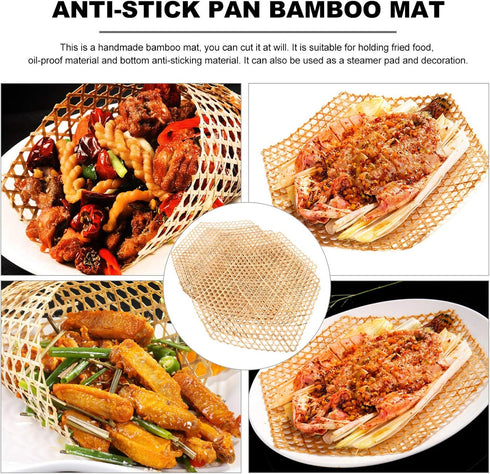 Hemoton Bamboo Mesh Pad Round Woven Placemats Table Mat Heat Insulation Dish Mat...