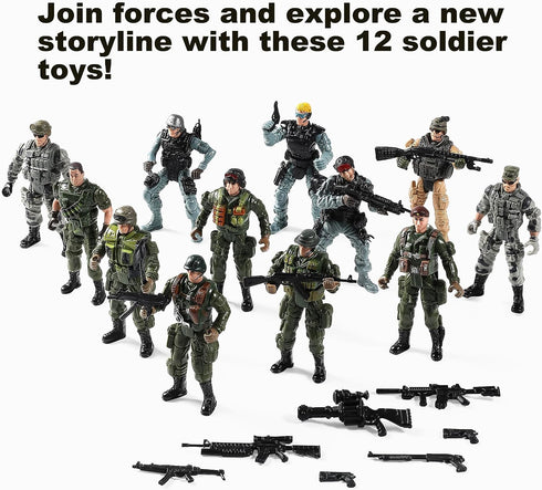 US Army Men and SWAT Team Toy Soldiers Action Figures with Military Weapons Accessories for Kids Boys Girls,12Pcs...
