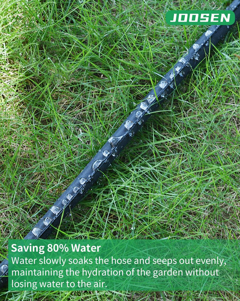 JOOSEN Soaker Hose 25ft 1/2" Flat Double Layer Consistent Drip Hose Saving 80% Water Leakproof Kink Free Vegetable Garden Hose...
