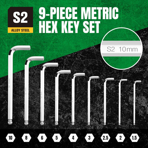 SK 9-Piece Allen Wrench Set, Hex Key Set, Metric Ball End Hex L-Key, S2 Steel...