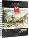 ARTEZA Mixed Media Sketchbook, 5.5 x 8.5 Inches, Pack of 1, 60 Sheets, Micro-Perforated Spiral-Bound Paper Pad for Wet and Dry Media...