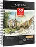 ARTEZA Mixed Media Sketchbook, 5.5 x 8.5 Inches, Pack of 1, 60 Sheets, Micro-Perforated Spiral-Bound Paper Pad for Wet and Dry Media...