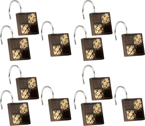 Popular Bath 713176 Shower Curtain Hooks, Zambia Collection, Set of 12, Animal Print/Beige, Chocolate...