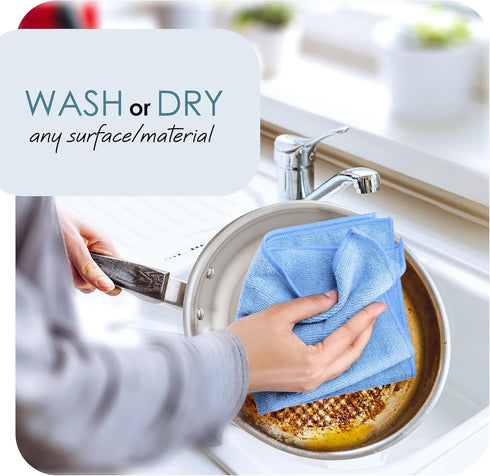 Hearth & Harbor Microfiber Cleaning Cloth, Microfiber Towels for Cars 12 Pack Washcloths, Blue Cleaning Rags, Reusable Microfiber Towel, Microfibe...