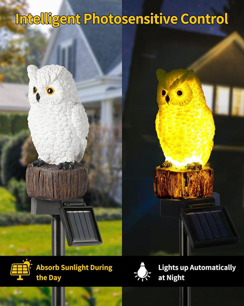 Owl Solar Decorative Garden Stake Lighting, Waterproof Cute Animal Outdoor Figurine Lights Ornament Statue Decor for Pathway, Patio, Lawn Housewar...